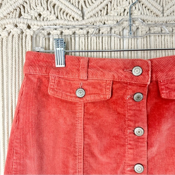 SO Coral Corduroy Button Front Skirt Size 28 JR 7 - Picture 8 of 8